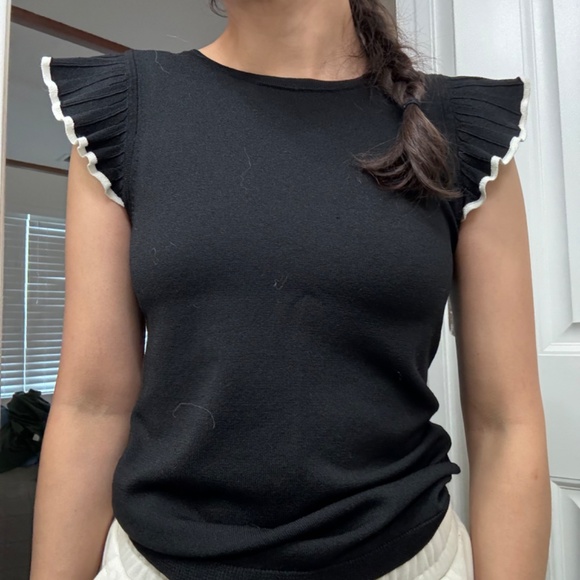 Ann Taylor Petite Tipped Ruffle Trim Shell - Picture 2 of 6